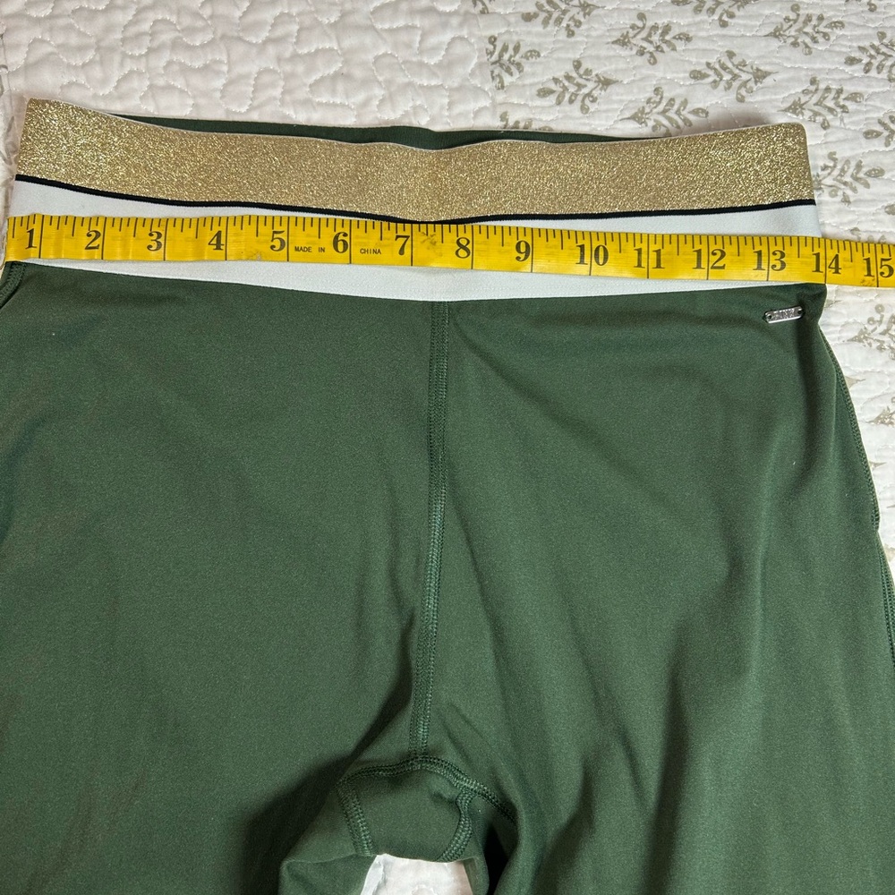 Pink Active Victoria's Secret Green White Gold Elastic Waist Athletic Leggings M - Picture 7 of 9